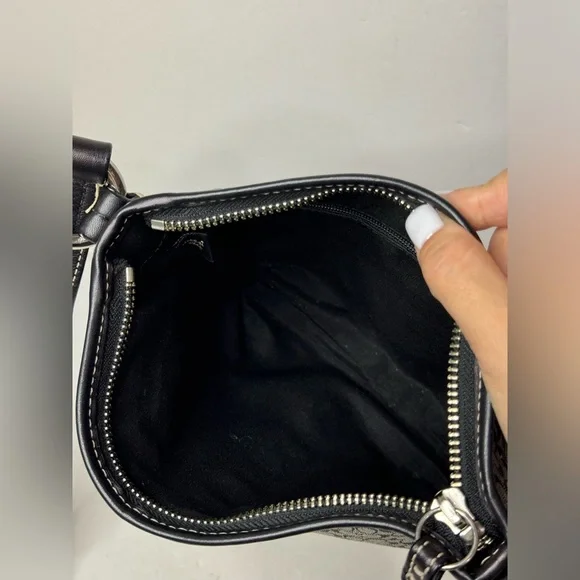 Coach Soho Signature Mini C Jacquard/Leather Crossbody Swingpack Bag Black Y2K - Picture 5 of 12